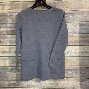 J. Jill Small Cotton Wool blend tunic Grey tight knit long sleeve sweater